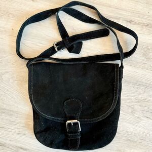BDG UO Black Suede Small Crossbody Bag Buckle Front Snap Close